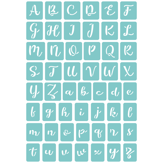 Alphabet - Fun Script | Low-Adhesive Stencil