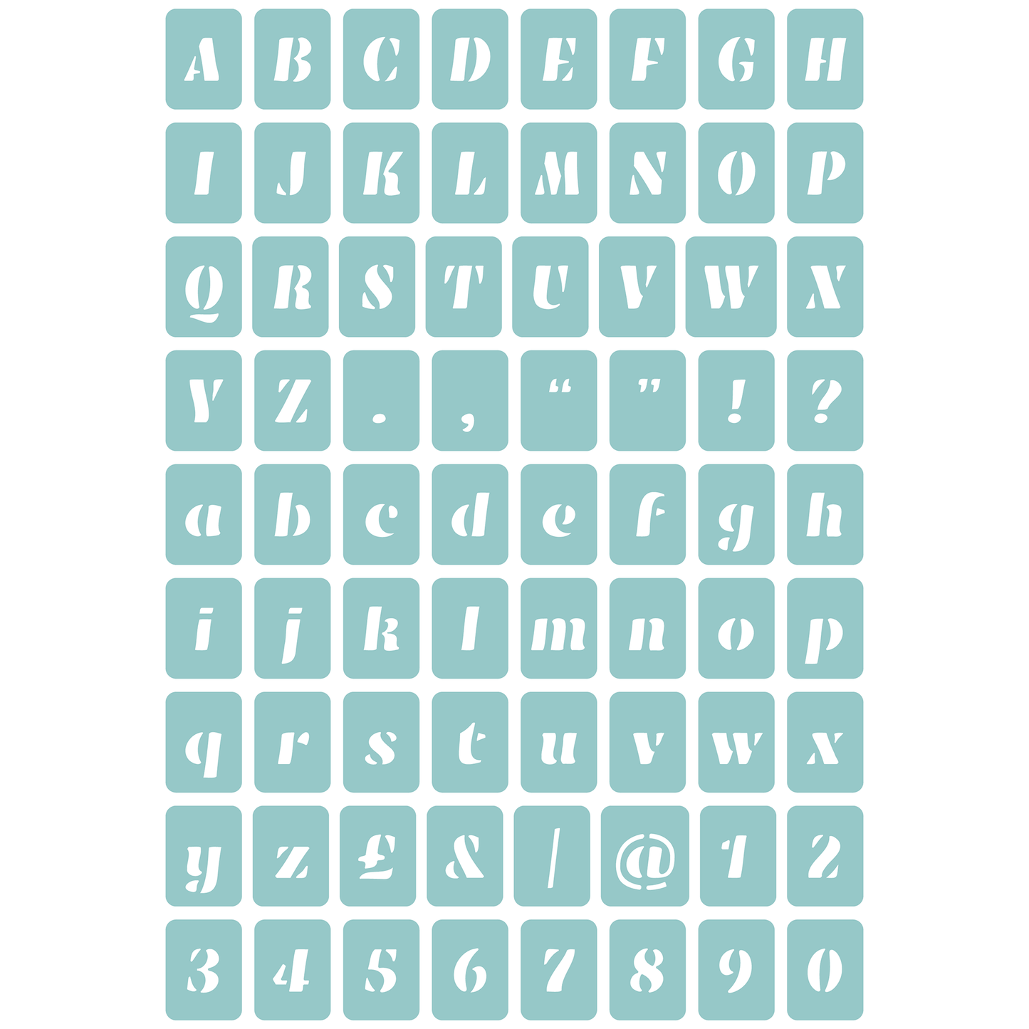 Alphabet - Soft Bold Italic | Low-Adhesive Stencil