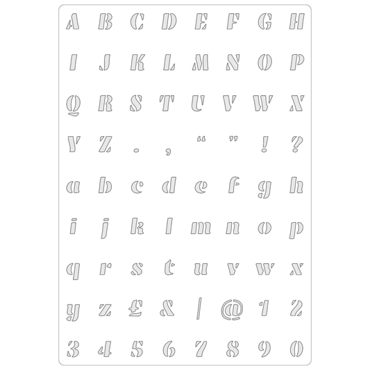 Alphabet - Soft Bold Italic | Food Safe Stencil