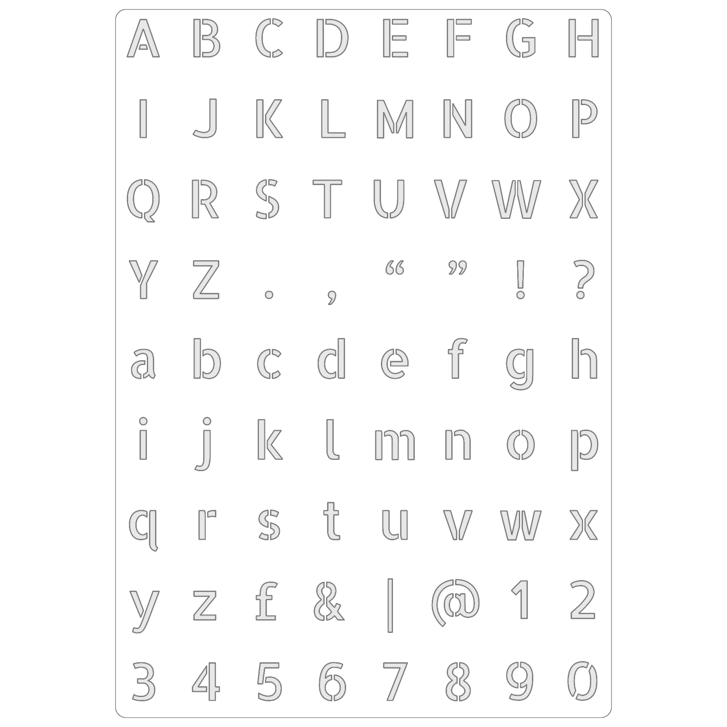 Alphabet Vertical Sans Serif | Food Safe Stencil