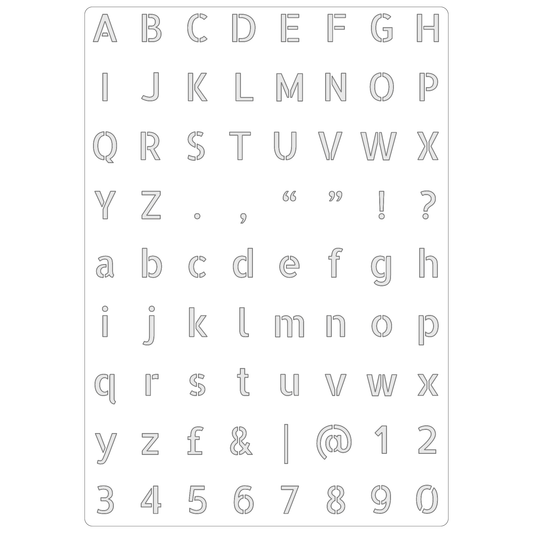 Alphabet Vertical Sans Serif | Food Safe Stencil