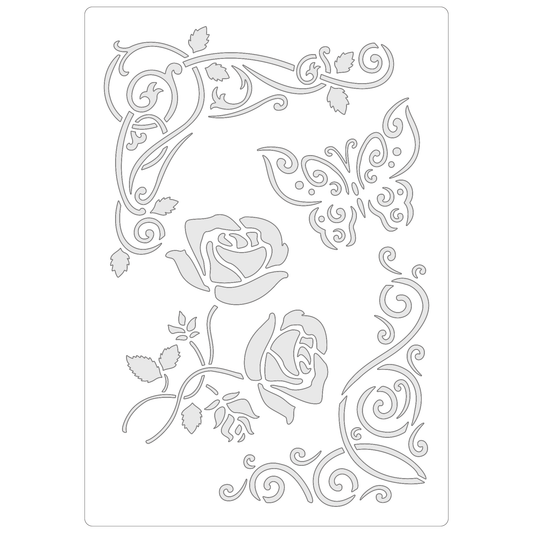 Rose & Butterfly Corners | Food Safe Stencil