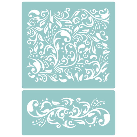 Swirling Damask Background | Low-Adhesive Stencil