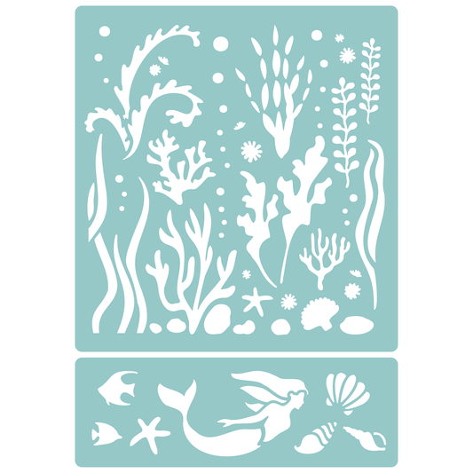 Water Plants & Mermaid | Low-Adhesive Stencil