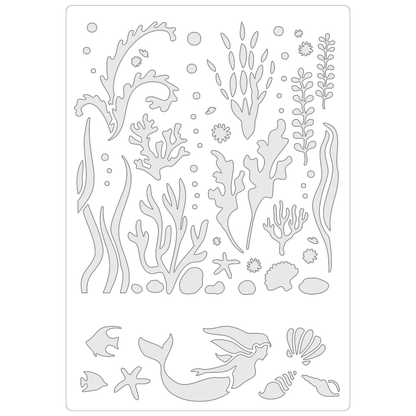 Water Plants & Mermaid | Food Safe Stencil