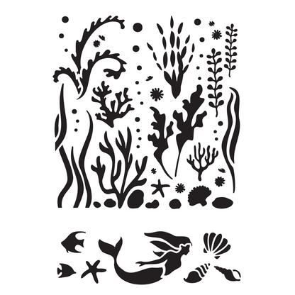 Water Plants & Mermaid | Food Safe Stencil