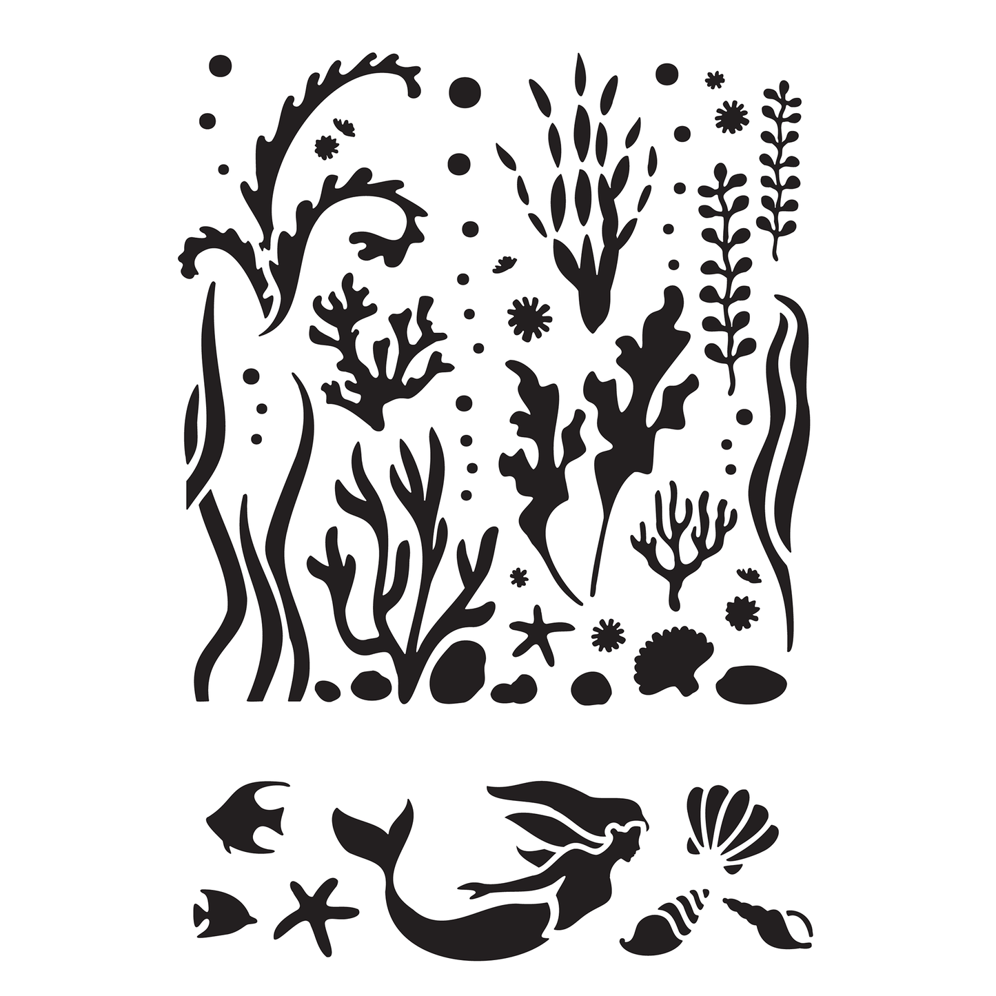 Water Plants & Mermaid | Low-Adhesive Stencil