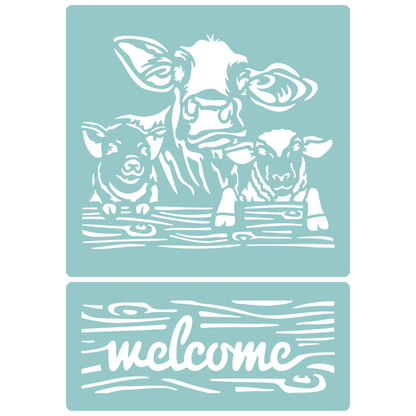 Welcome Farm Animals | Low-Adhesive Stencil