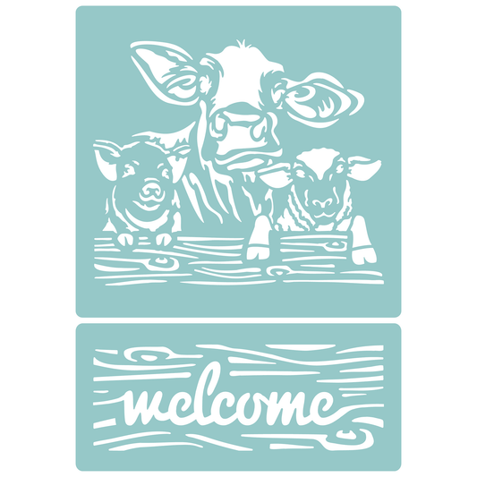 Welcome Farm Animals | Low-Adhesive Stencil