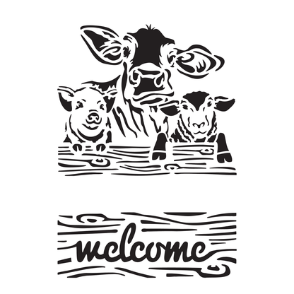 Welcome Farm Animals | Low-Adhesive Stencil